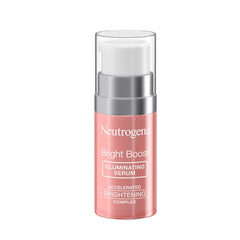 Neutrogena Bright Boost serum bottle with dropper for even skin tone and radiant glow.