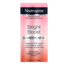 Neutrogena Bright Boost serum texture on skin suggesting smoother complexion.