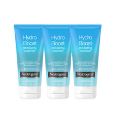 Neutrogena Hydro Boost exfoliating face wash bottle showcasing hydrating formula for daily use.