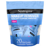 Neutrogena makeup remover wipes pack 20 for quick, portable cleansing.