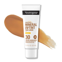 Neutrogena Purescreen+ tinted sunscreen bottle showing mineral SPF 30 protection on the go.
