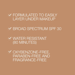Neutrogena Purescreen under-makeup-ready formula enables seamless layering with makeup.