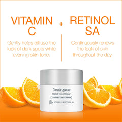 Neutrogena Retinol + Vitamin C Correcting Cream applied on skin for smoothing.