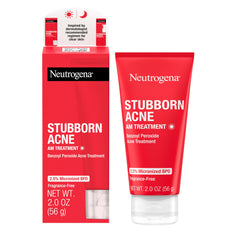 Neutrogena Stubborn Acne AM Treatment bottle showing oil-free daytime care.