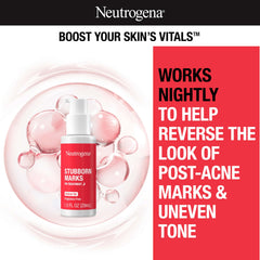 Close-up of Neutrogena Stubborn Marks PM label highlighting retinol SA benefits.