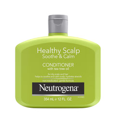 Neutrogena Tea Tree Oil Conditioner bottle pour demonstrates easy application for scalp soothing.