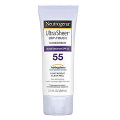 Neutrogena Ultra Sheer Dry-Touch sunscreen bottle with a matte, non-greasy finish for daily protection.