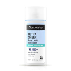 Neutrogena Ultra Sheer Mineral Face Liquid Sunscreen bottle with mineral SPF 70 for daily protection