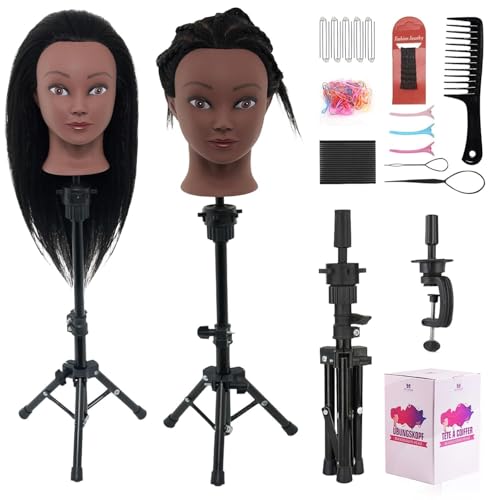 Neverland 18-inch mannequin head with real hair for versatile styling practice.