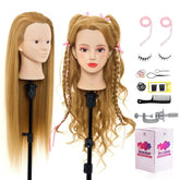 Neverland Beauty mannequin head with 28-inch real hair for realistic styling practice.