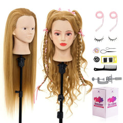 Neverland Beauty mannequin head with 28-inch real hair for realistic styling practice.