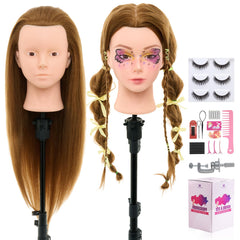 Neverland Beauty & Health 28Inch blonde mannequin head closeup shows dense real hair for versatile styling.