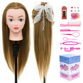 Neverland mannequin head with hair shows 20-inch length for lifelike braiding practice.