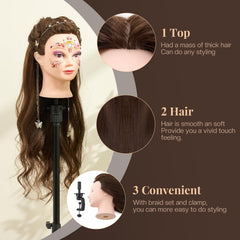 Neverland mannequin head demonstrates heat resistance up to 230°C for styling