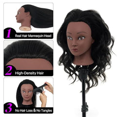 Neverland real-hair mannequin head ready for washing and conditioning routines.