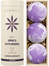 New Miuz Arnica Bubble Bath lavender bottle for calming aroma and skin-softening benefits