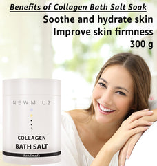 New Miuz Collagen Bath Salt pours into water for relaxing bubbles.