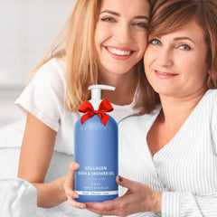 New Miuz Collagen InShower pour closeup showing rich oil texture for post-shower hydration