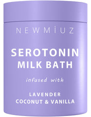 New Miuz creamy coconut lavender milk bath jar demonstrates hydrating soak for silky skin