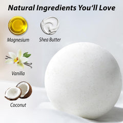 New Miuz magnesium bath bomb shea butter glow suggests nourished skin.