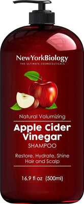 New York Biology Apple Cider Vinegar Shampoo bottle for clarifying and renewing hair texture