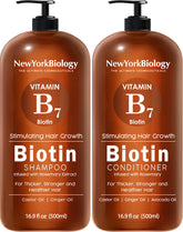 New York Biology Biotin Shampoo bottle highlights anti-dandruff benefits for a healthier scalp.
