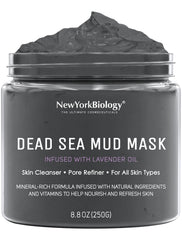 New York Biology Dead Sea Mud Mask lavender close-up highlights purifying mineral cleanse.