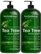 New York Biology Tea Tree Body Wash bottle-front view showing calming cleanse