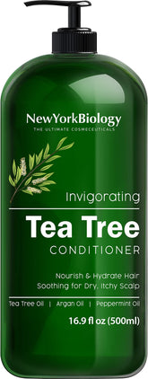 New York Biology Tea Tree Conditioner bottle for refreshing scalp care and anti-dandruff relief