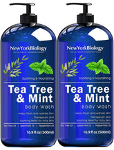 New York Biology Tea Tree Mint Body Wash bottle offers refreshing cleansing for skin.