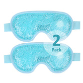 NEWGO cooling eye mask on eyes showing relief from puffiness with cold therapy