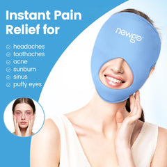 NEWGO Ice Pack Face Mask provides full-face coverage for even pressure and comfort.