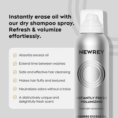 NEWREY Dry Shampoo Spray nozzle close-up for even fine mist and minimal residue