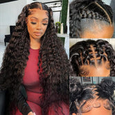 Newshion water-wave lace-front wig close-up showing natural shine and smooth texture.