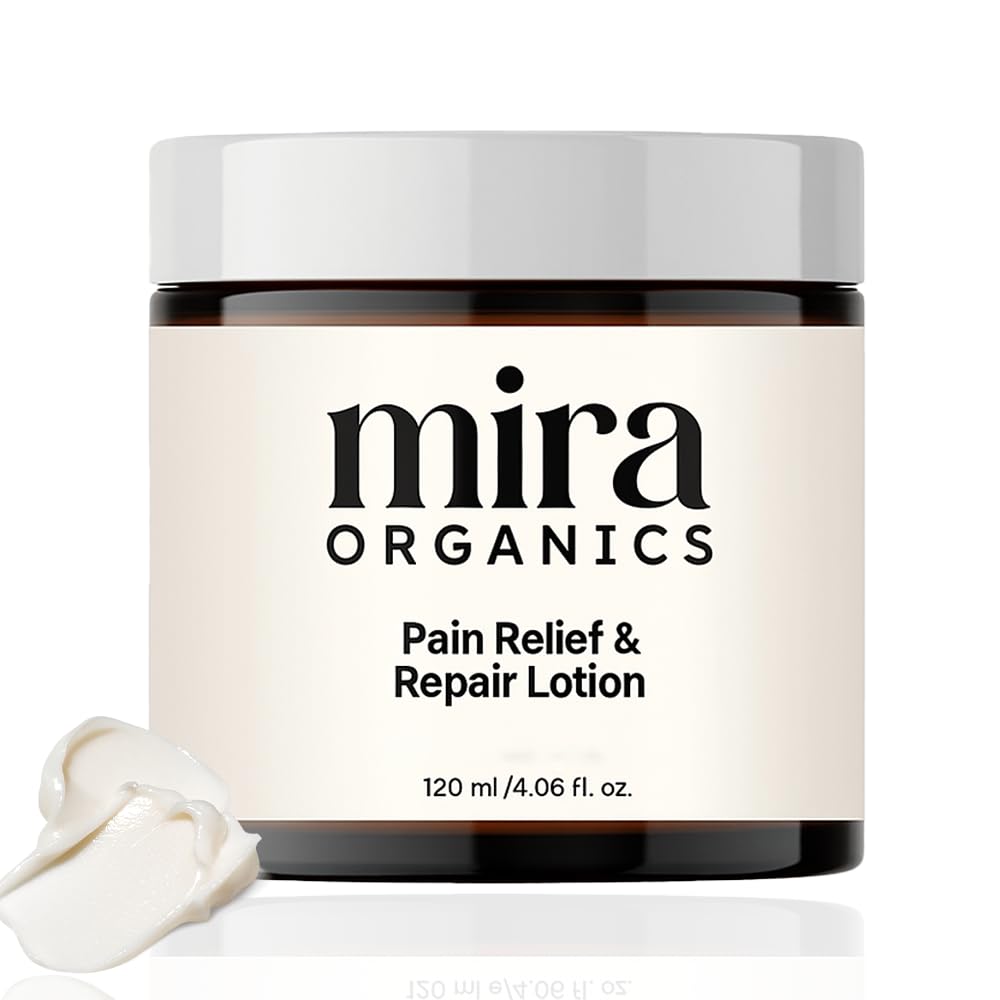 NEWUREHO Mira Pain Relief Lotion bottle showing fast-absorbing relief for tired muscles