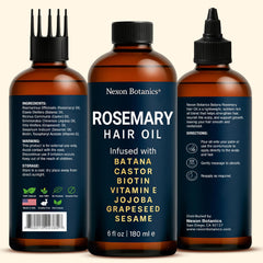 Nexon Botanics Rosemary Oil dropper demonstrates deep scalp hydration and dryness relief.