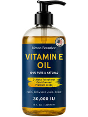 Nexon Botanics Aceite de Vitamina E puro vertido para hidratación rápida.