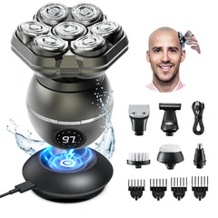 NEXT BEAUTY 7D head shaver shows magnetic head removal for quick cleaning.