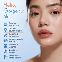 Next Leap Glow Serum cap-dispense demonstrates easy, weightless application.