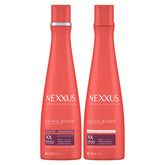 Nexxus Bond Repair Shampoo bottle illustrates bond-building science for stronger hair