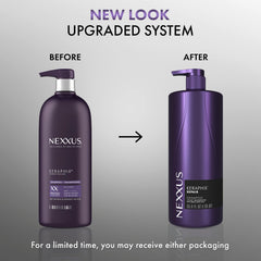 Nexxus Keraphix hair-foam close-up shows smoothing texture post-wash.