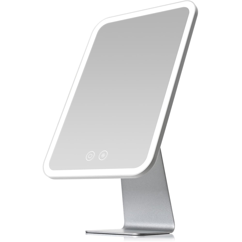 NEZZOE lighted makeup mirror with metal stand provides a stable desk companion for daily routines.