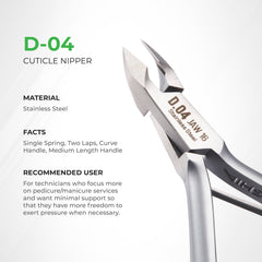 Nghia cuticle nipper D-04 spring option closeup demonstrates optional internal support feature.
