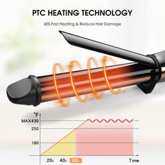 Nicebay Curling Iron heats quickly to 250°F for fast styling.