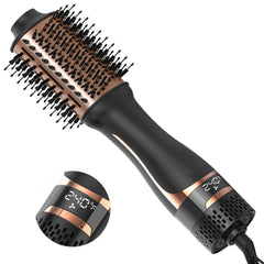 Nicebay Hair Dryer Brush display screen shows temperature and airflow for precise styling.