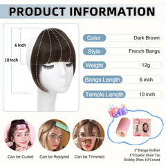 Niceone Hair clip-in bangs temples detail showing discreet attachment and contour