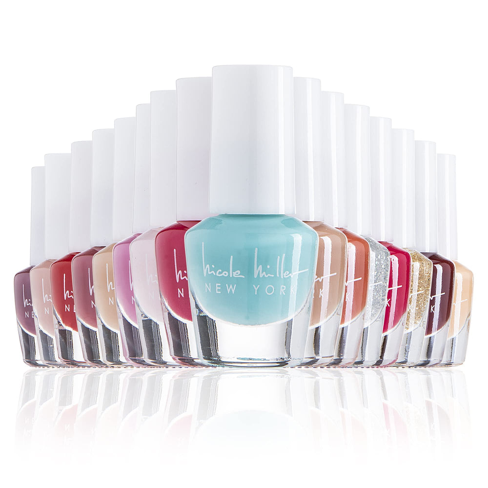 Nicole Miller New York mini nail polish set packaging close-up highlighting premium gift appeal.