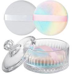 NiHome powder puff jar set – elegant storage for loose powder and easy access