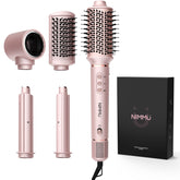 Nimmu 5in1 blow dryer brush set back view demonstrates quick at-home styling with multiple attachments.