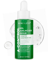 NINELESS A-Control serum bottle highlights the potent 10% azelaic acid formula for calm skin